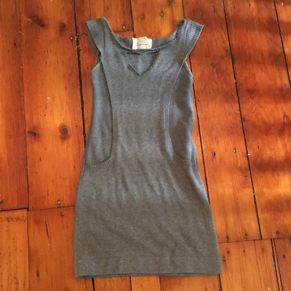 Form fitting vintage gray sweater dress